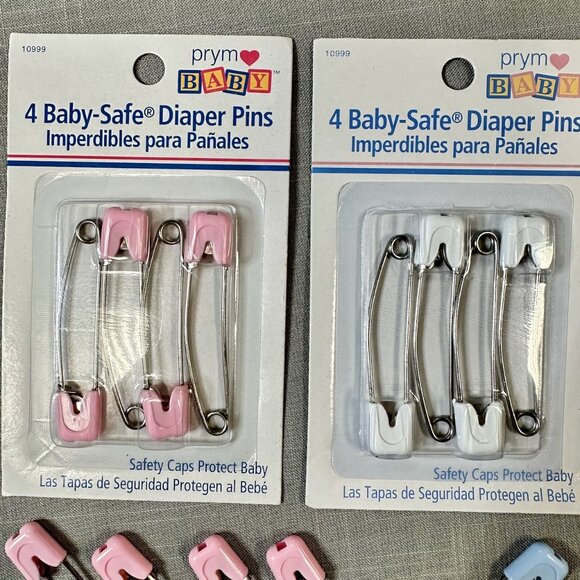 NIB Prym 20 Baby Safe Diaper Pins Blue Pink and White - Picture 7 of 9